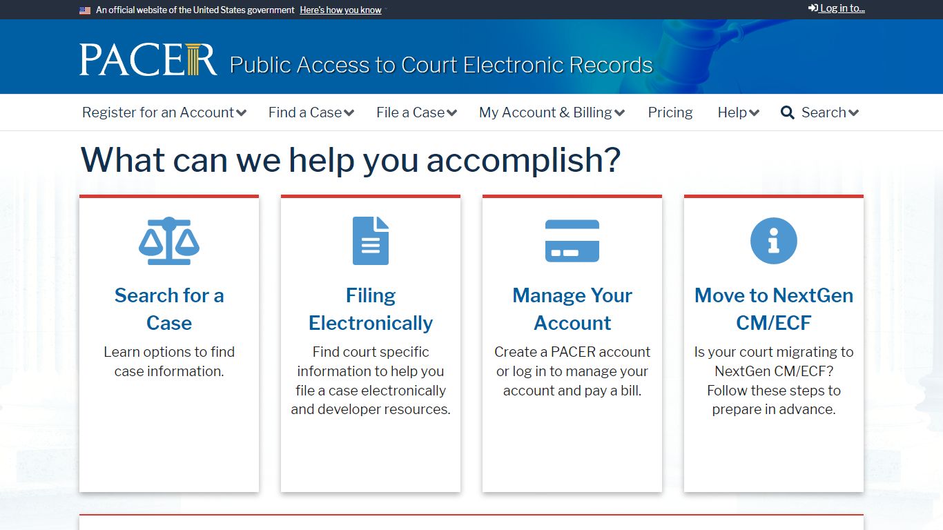 Public Access to Court Electronic Records | PACER: Federal Court Records